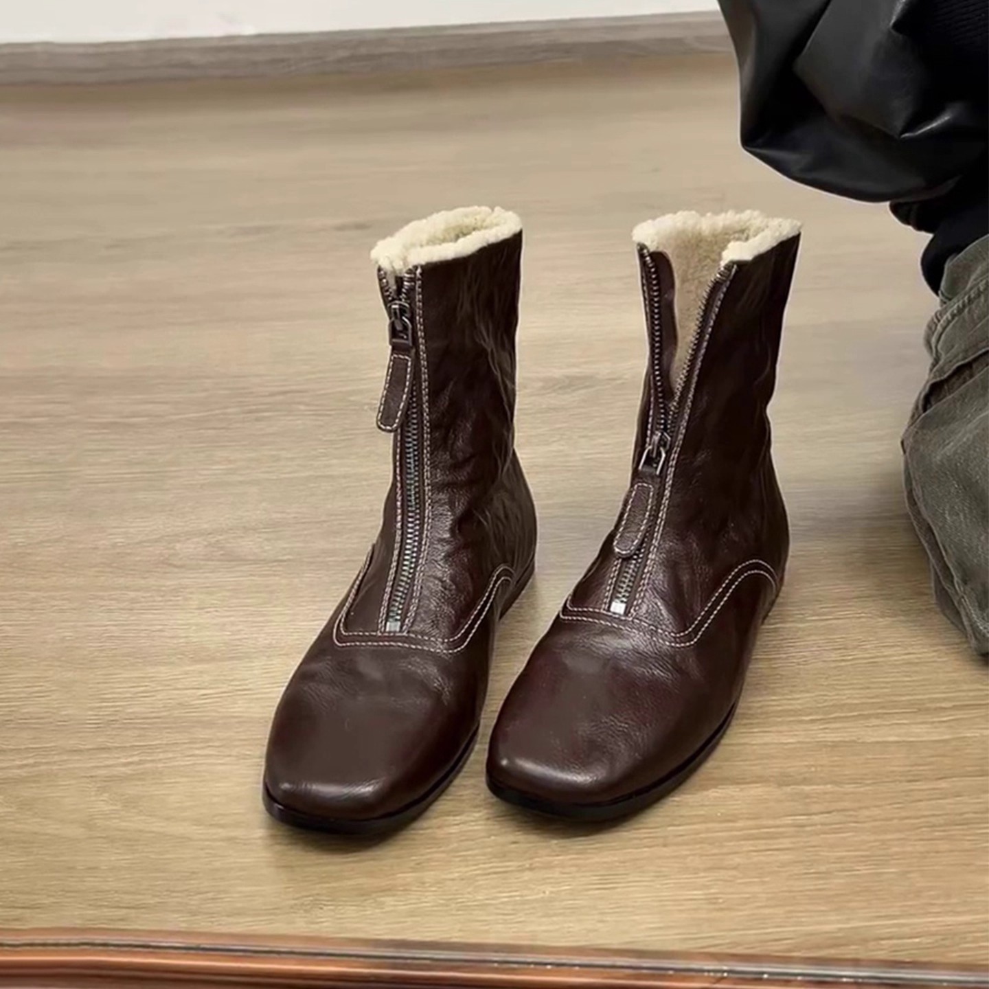 Botas Cortas de Estilo Británi - Sewing Front Zipper reseña y precio