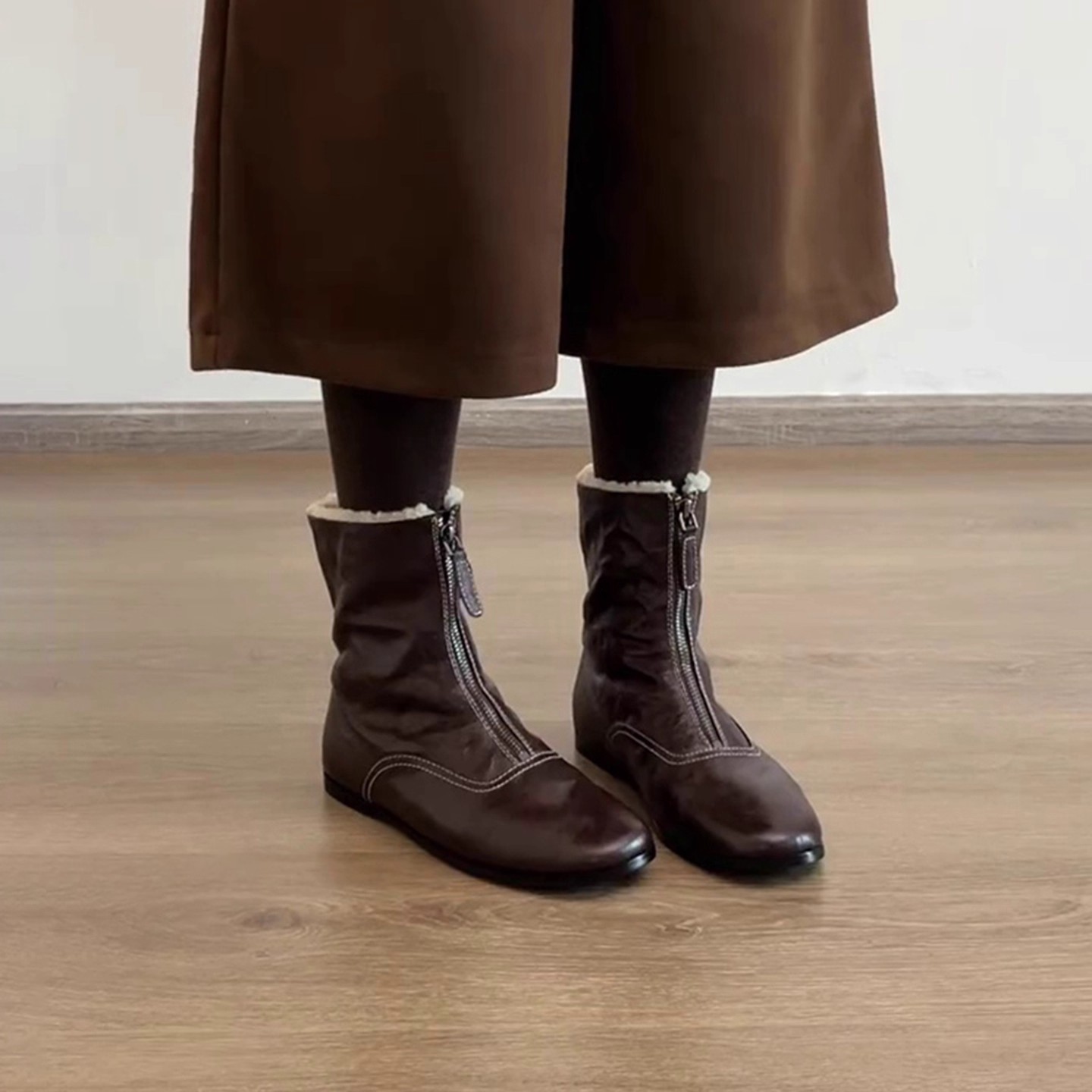 Botas Cortas de Estilo Británi - Sewing Front Zipper reseña y precio