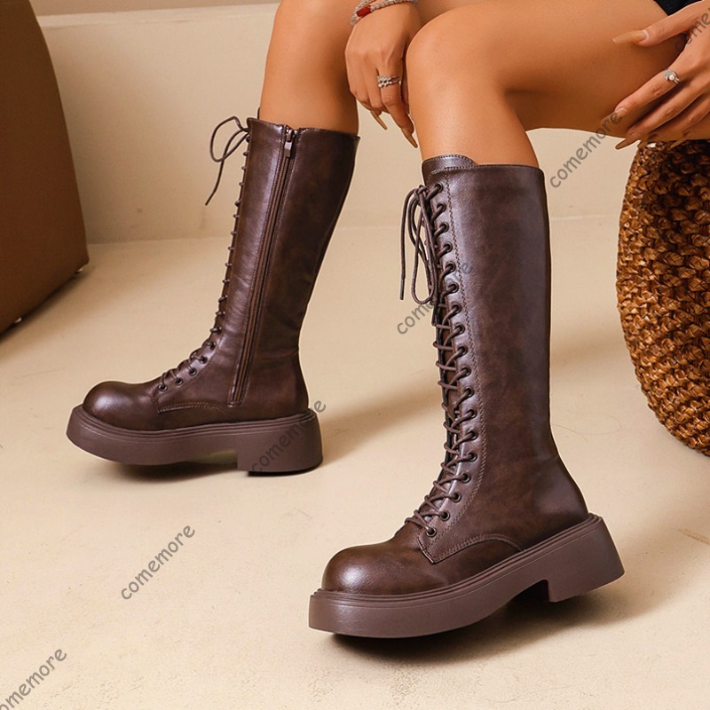 Botas Largas de Plataforma Vin - Sewing Front Zipper reseña y precio